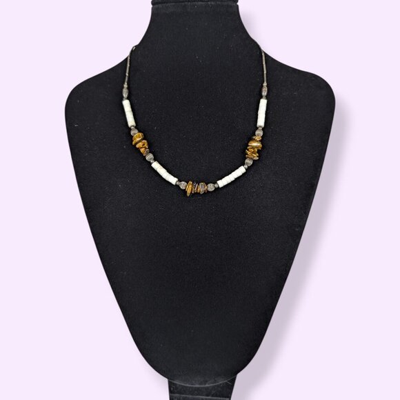 V. Shell & Tiger's Eye Beaded Necklace - Picture 2 of 5
